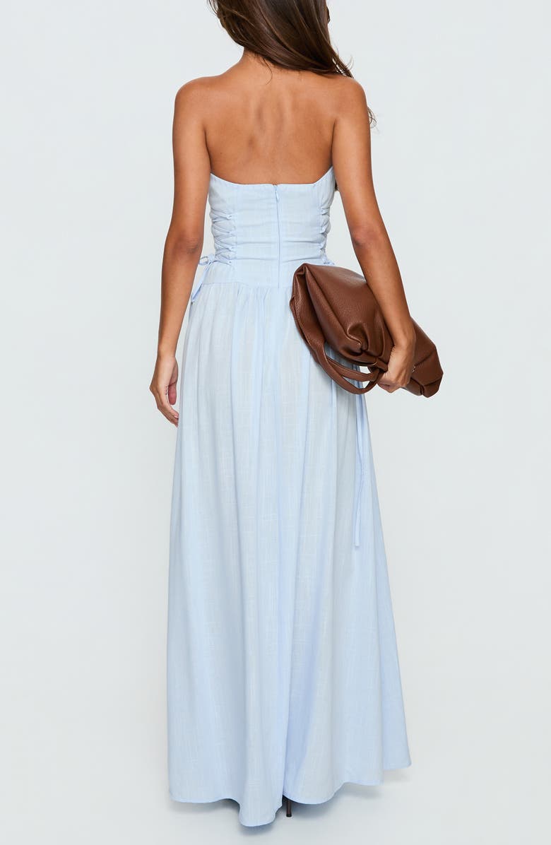 Princess Polly So Far So Good Strapless Linen Blend Maxi Dress, Alternate, color, 