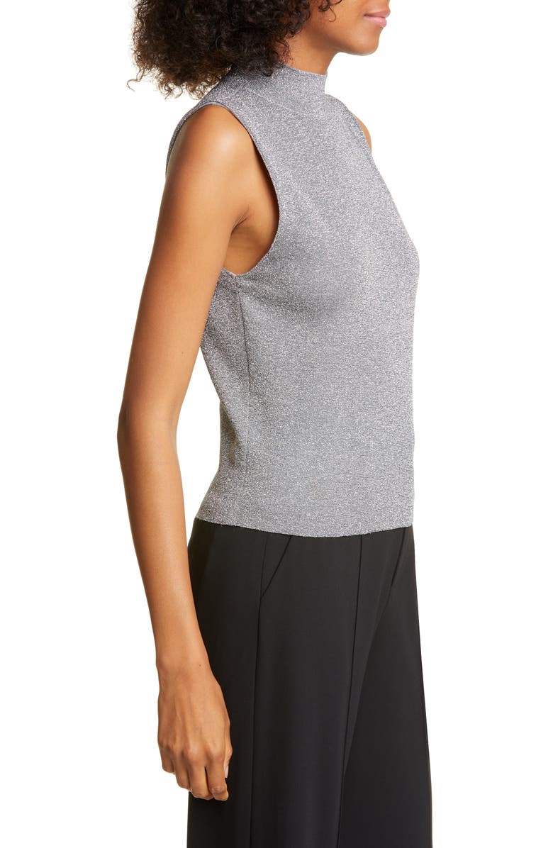 Alice + Olivia Lanie Sleeveless Mock Neck Metallic Wool Blend Sweater, Alternate, color, 
