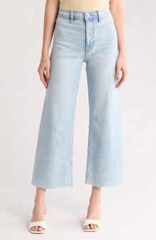 Pistola Penny Raw Hem High Waist Ankle Wide Leg Jeans