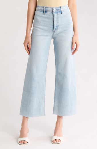 Pistola Penny Raw Hem High Waist Ankle Wide Leg Jeans