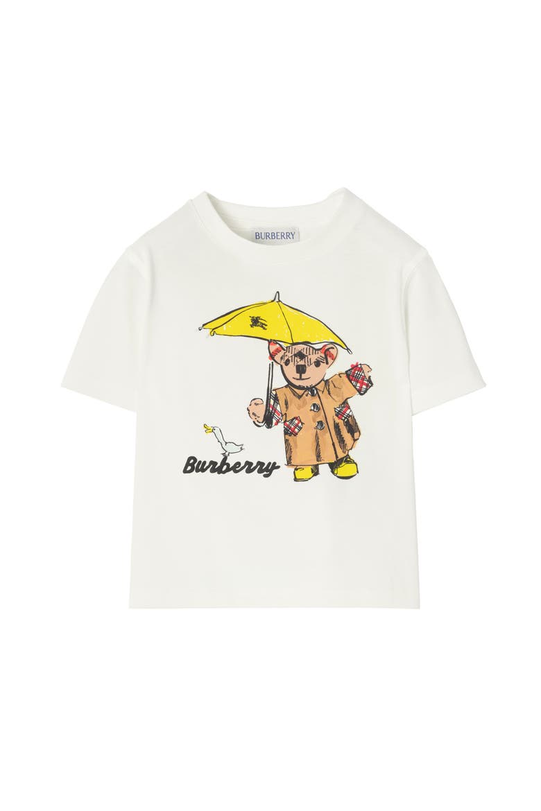 Rain Bear Cotton T-shirt, Main, color, Chalk white