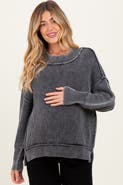 PinkBlush Washed Side Slit Oversized Sweater
