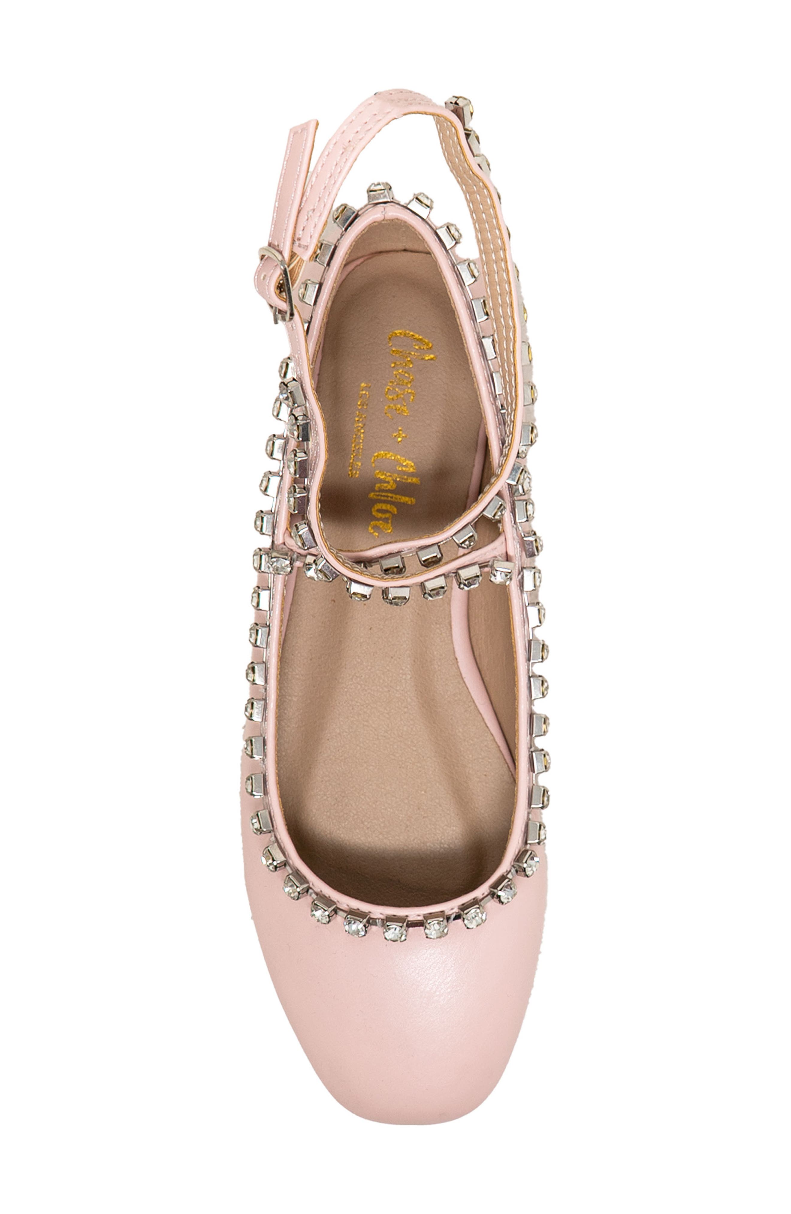 Rhinestone Trim Ballet Flat, Alternate, color, PINK PU