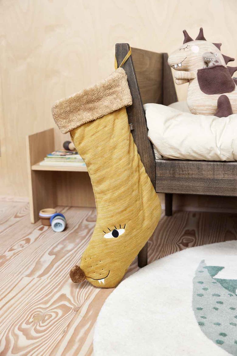 Lion Christmas Stocking, Alternate, color, Brown/Melange