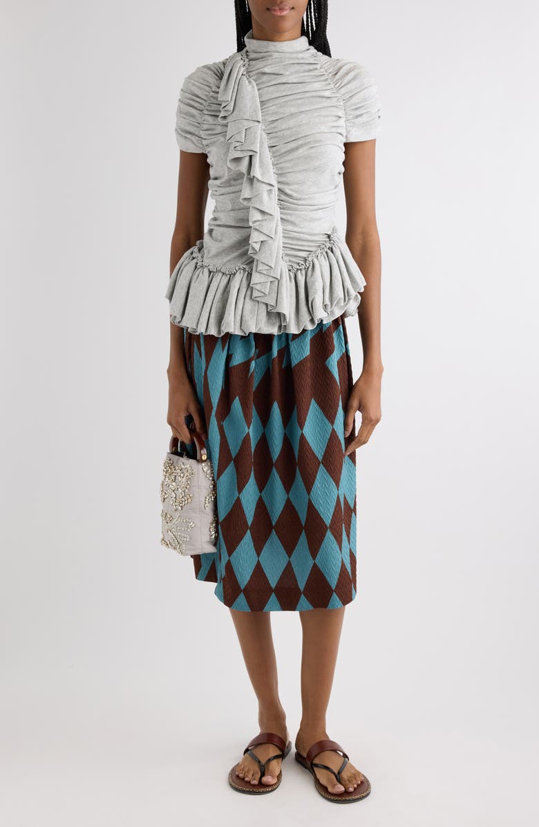 Dries Van Noten Saronga Geometric Print Silk Skirt, Alternate, color, Raf