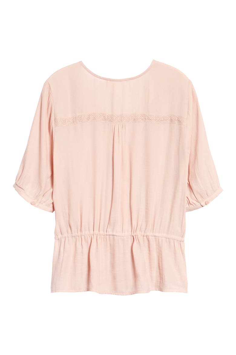Treasure & Bond Lace Trim Drawstring Shirt (Women) | Nordstrom