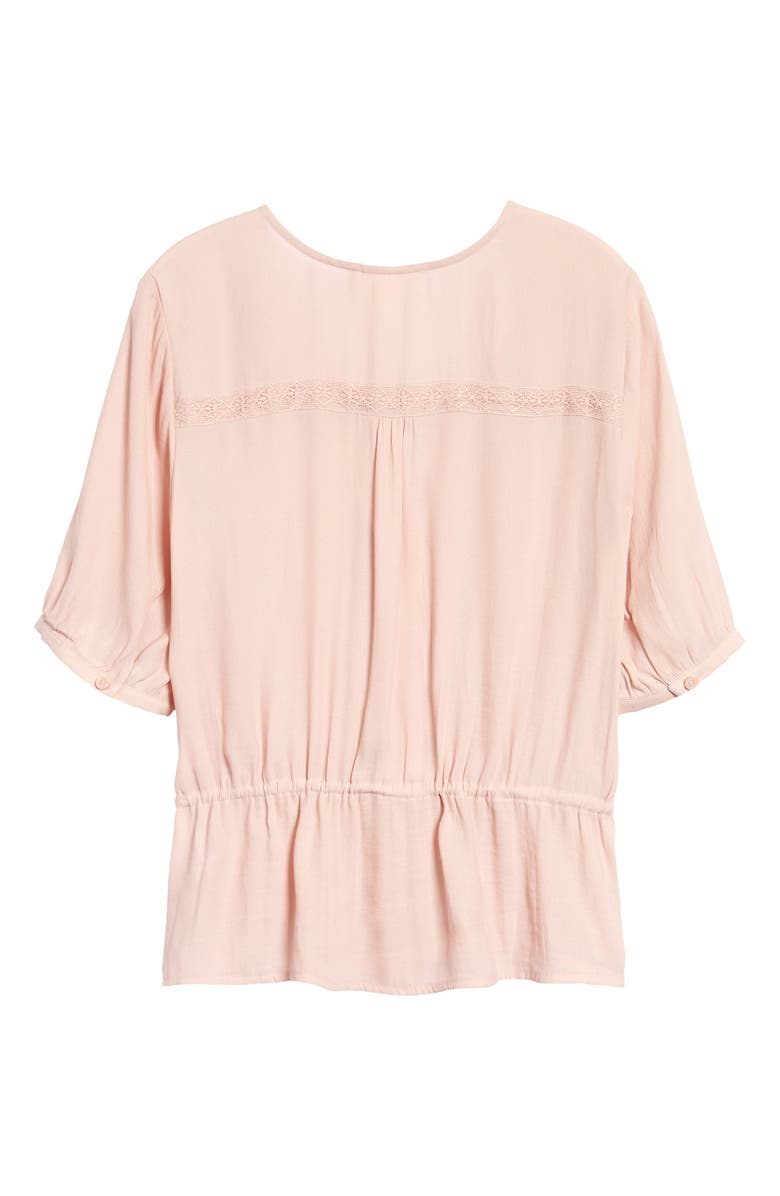 Treasure & Bond Lace Trim Drawstring Shirt, Alternate, color, 