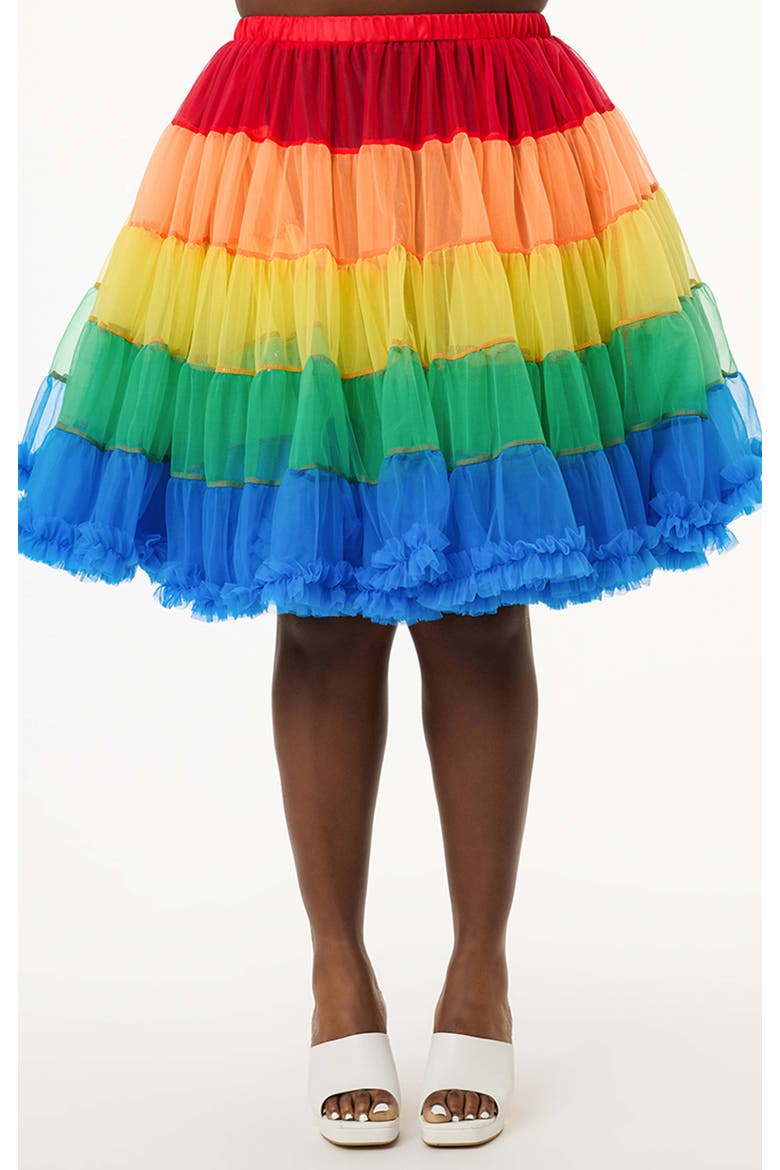 Plus Size Stripe Ruffled Petticoat Crinoline, Main, color, Rainbow