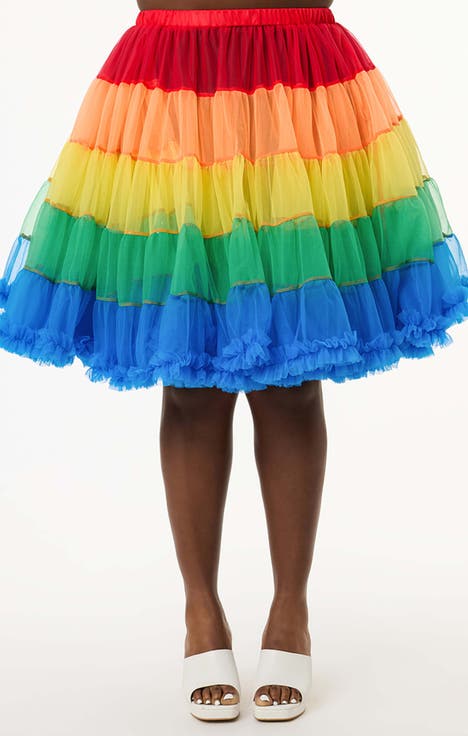 Plus Size Stripe Ruffled Petticoat Crinoline