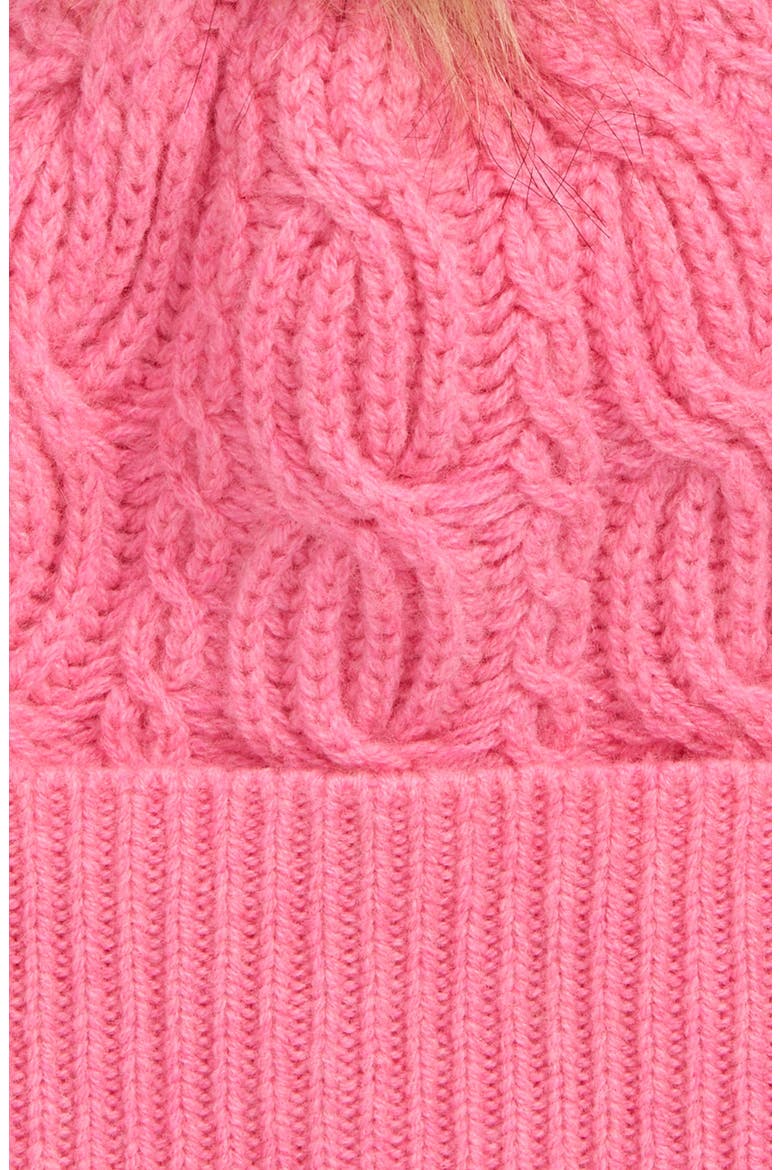 Wool & Recycled Cashmere Faux Fur Pom Beanie, Alternate, color, PINK SUNSET HEATHER