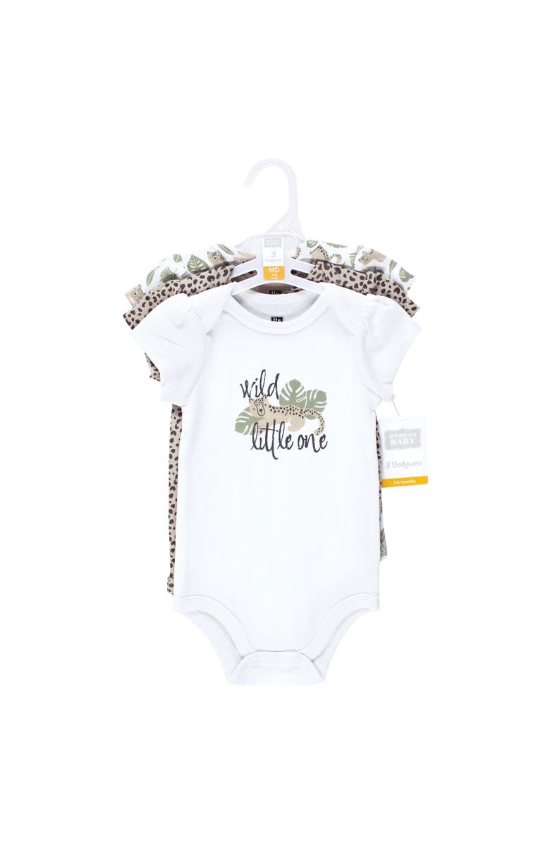 Hudson Baby Comfortable All-Cotton Bodysuit 3Pk, Alternate, color, Wild Cheetah