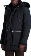 KARL LAGERFELD PARIS Faux Fur Trim Parka