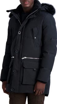 KARL LAGERFELD PARIS Faux Fur Trim Parka