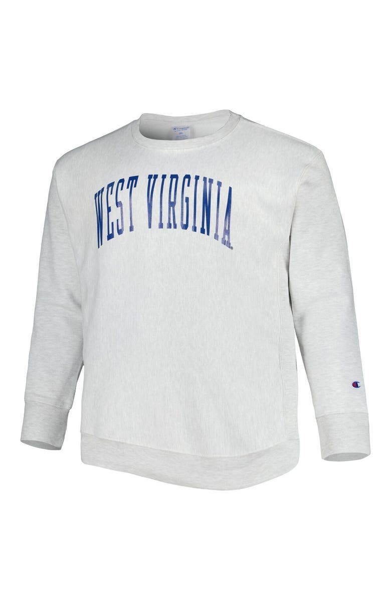 Champion Men's Champion Heathered Gray West Virginia Mountaineers Big & Tall Reverse Weave Fleece Crewneck Pullover Sweatshirt, Alternate, color, Heather Gray