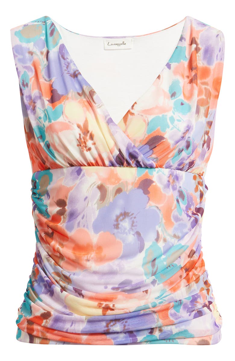 Loveappella Ruched Empire Waist Sleeveless Top, Alternate, color, Coral