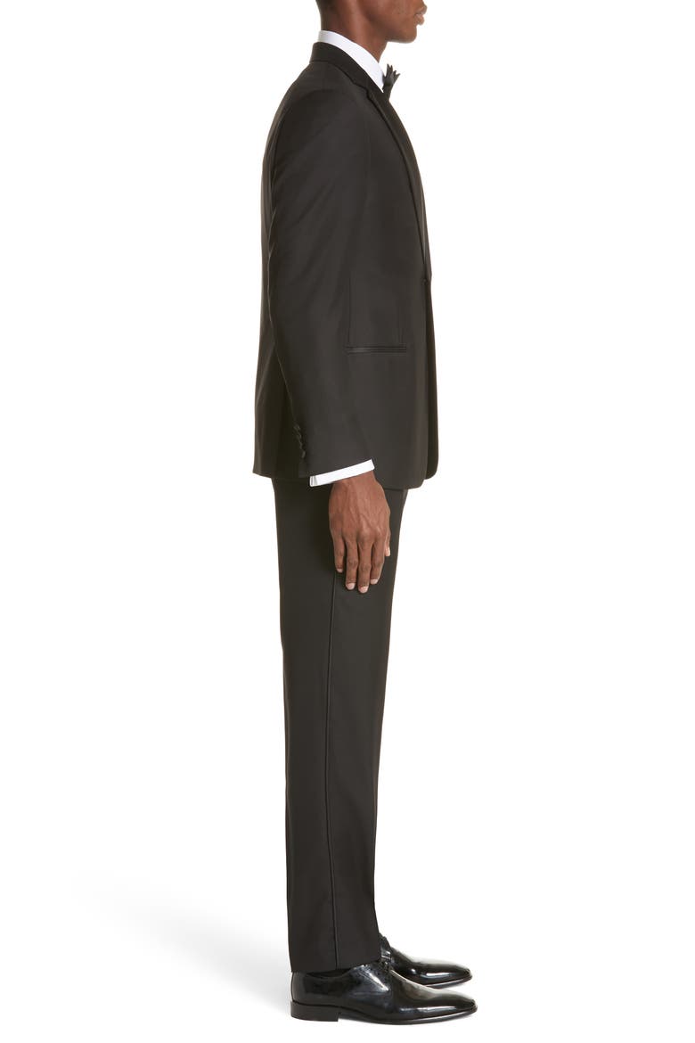 Trim Fit Wool Tuxedo, Alternate, color, BLACK