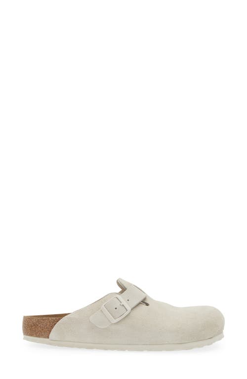 Birkenstock Suede Boston Clog In Antique White Suede