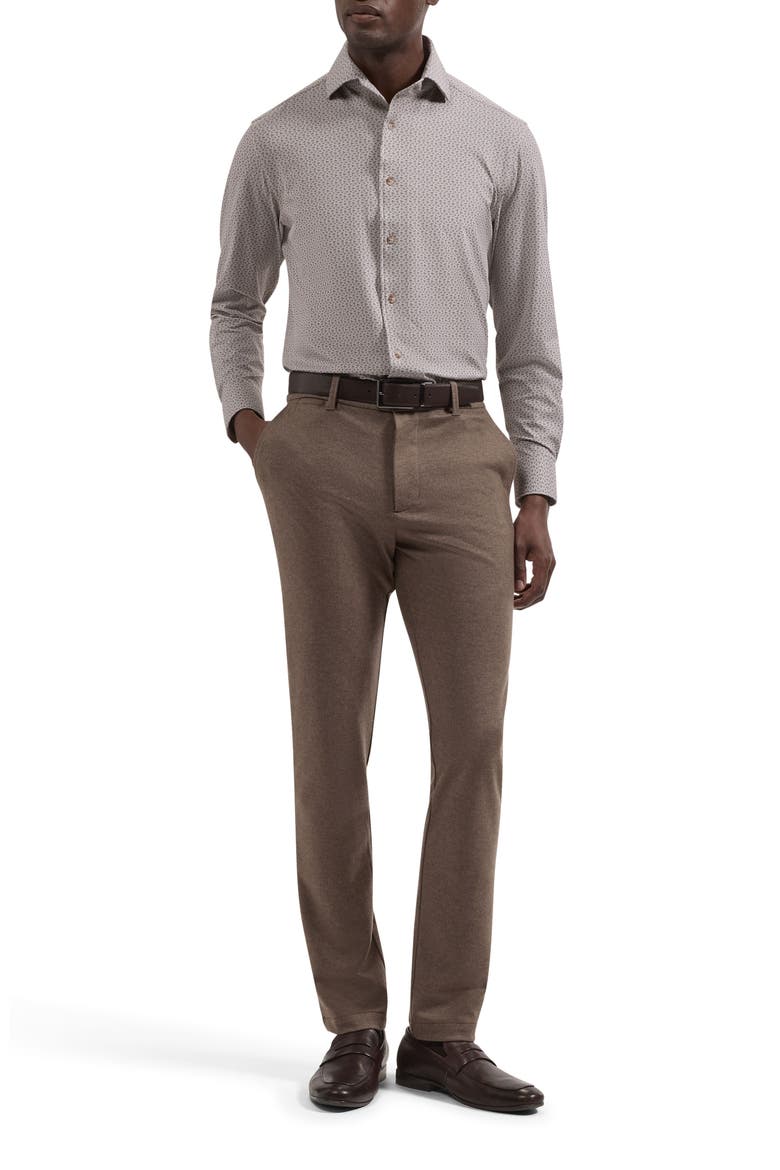 Devon OoohCotton® Print Button-Up Shirt, Alternate, color, CAMEL