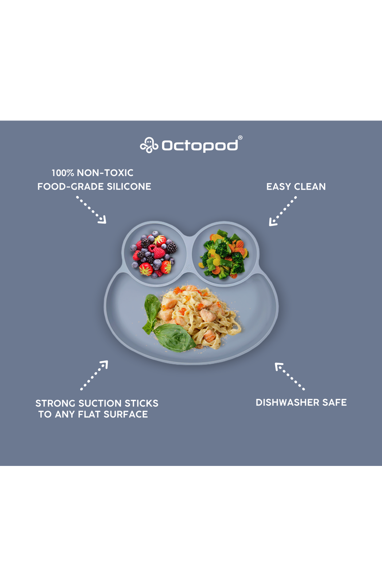 Abiie Octopod Frog Silicone Suction Dish Plate, Alternate, color, Grey