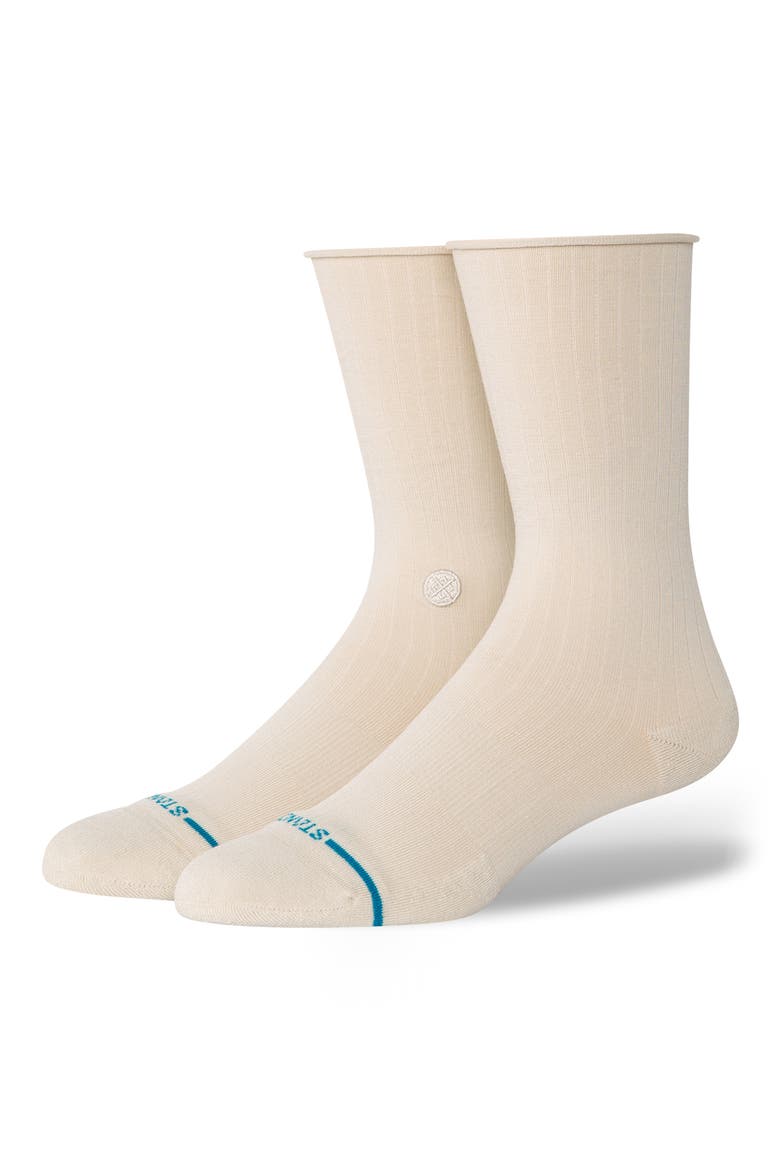 Rolled Crew Socks, Alternate, color, OATMEAL