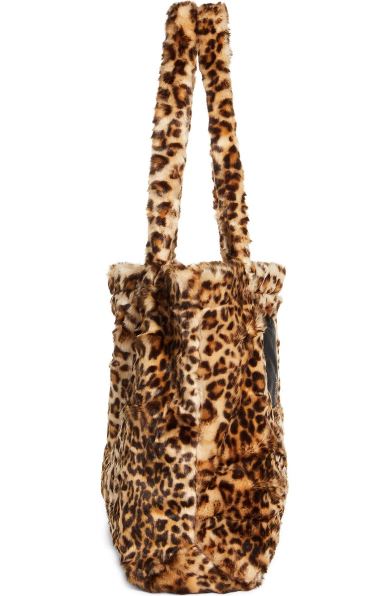 R13 Leopard Print Oversize Faux Fur Tote Bag, Alternate, color,