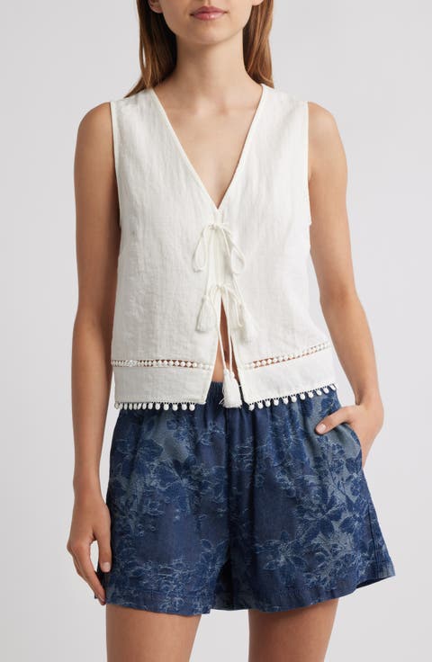 Sleeveless Tie Front Top