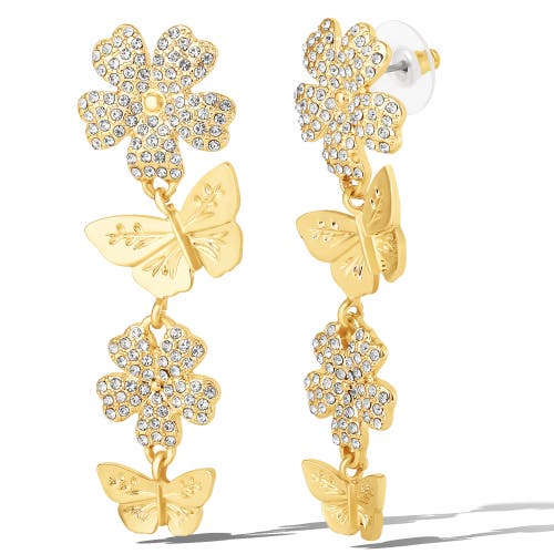 Jessica Simpson Vertical Butterfly Drop Earrings In Gold