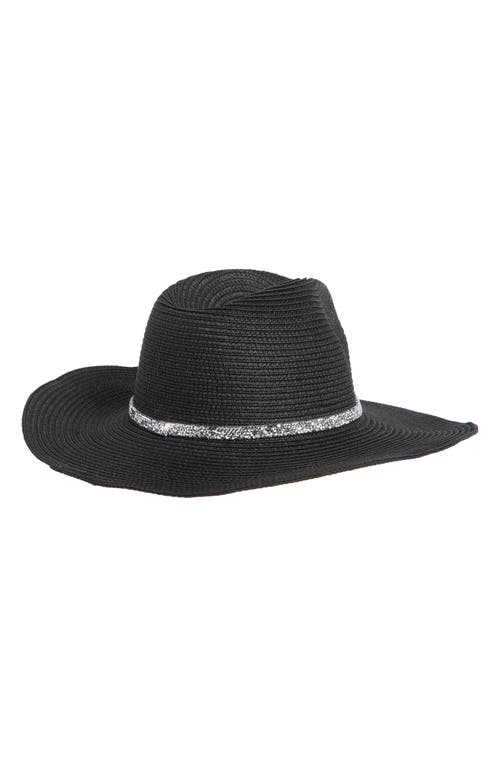 David & Young Metallic Band Straw Cowboy Hat In Black