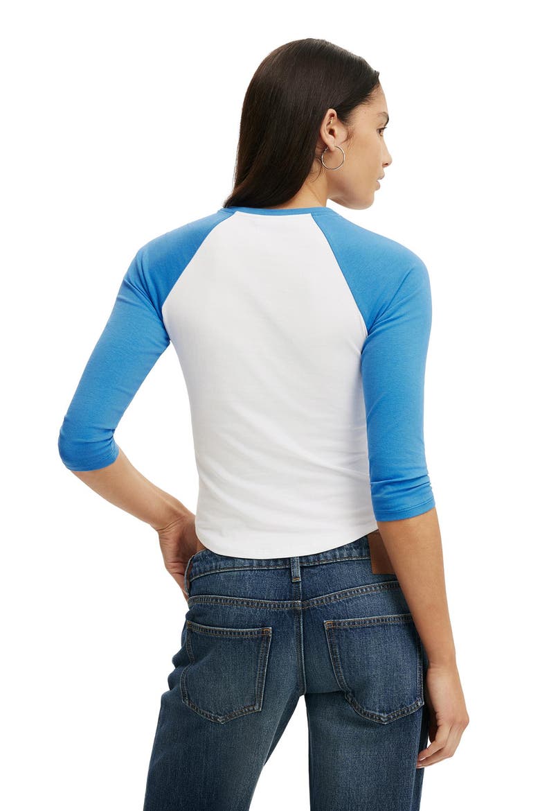 Women's 90S Baby Raglan 3/4 Tee, Alternate, color, White Cobalt