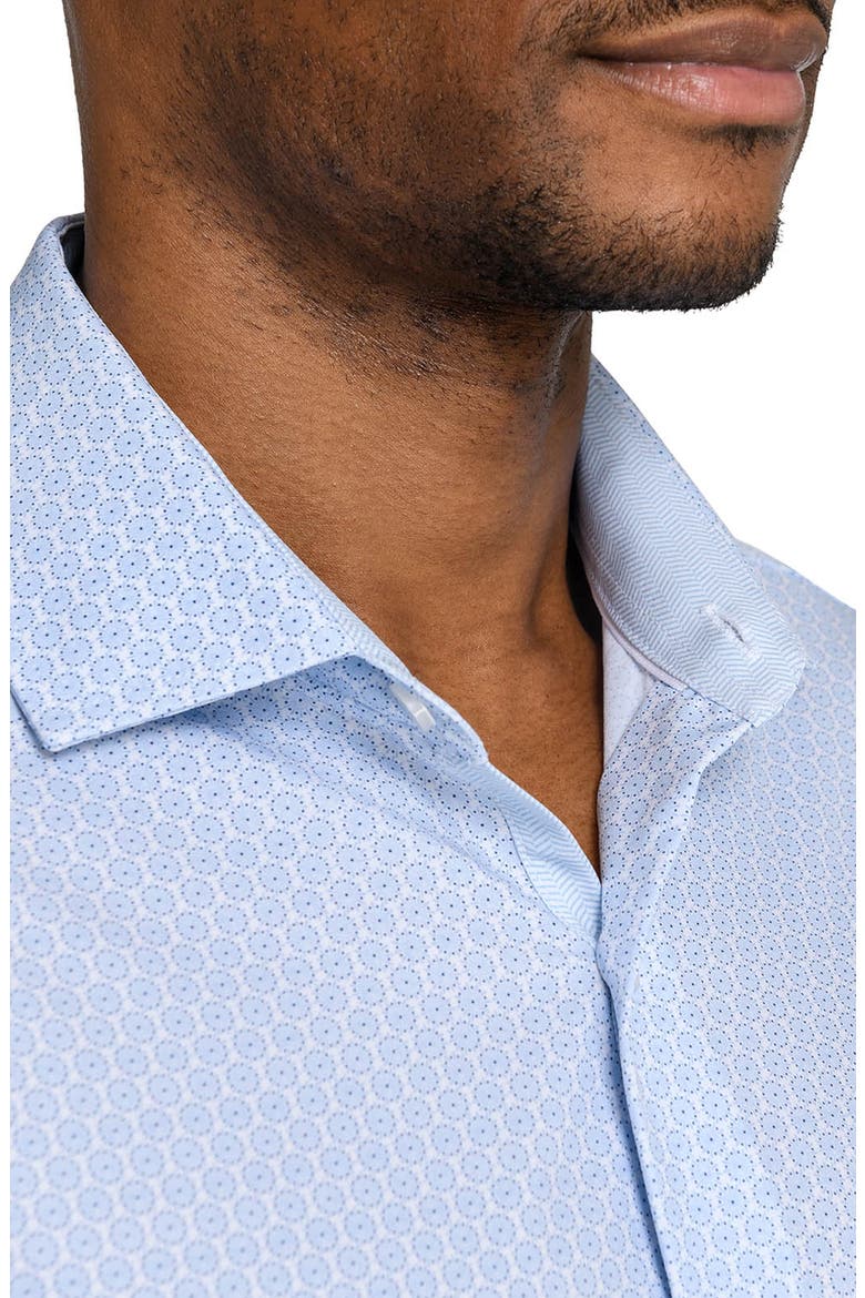 Circle Geo Performance Dress Shirt, Alternate, color, WHITE/ BLUE