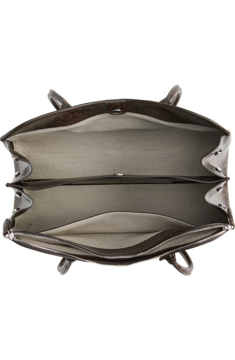 Stella McCartney Ryder Snakeskin Embossed Faux Leather Tote, Alternate, color, Espresso