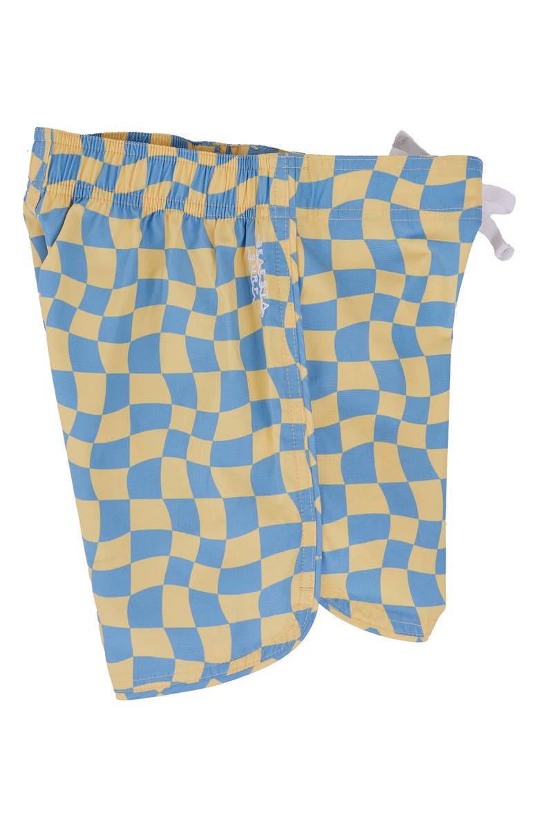 SEAESTA SURF Kids' Wavy Checks Banana Board Shorts, Alternate, color, Banana