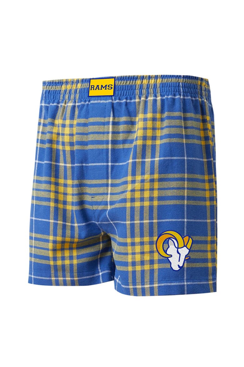 Men's Concepts Sport Royal/Gold Los Angeles Rams Concord Flannel Boxers, Alternate, color, Royal