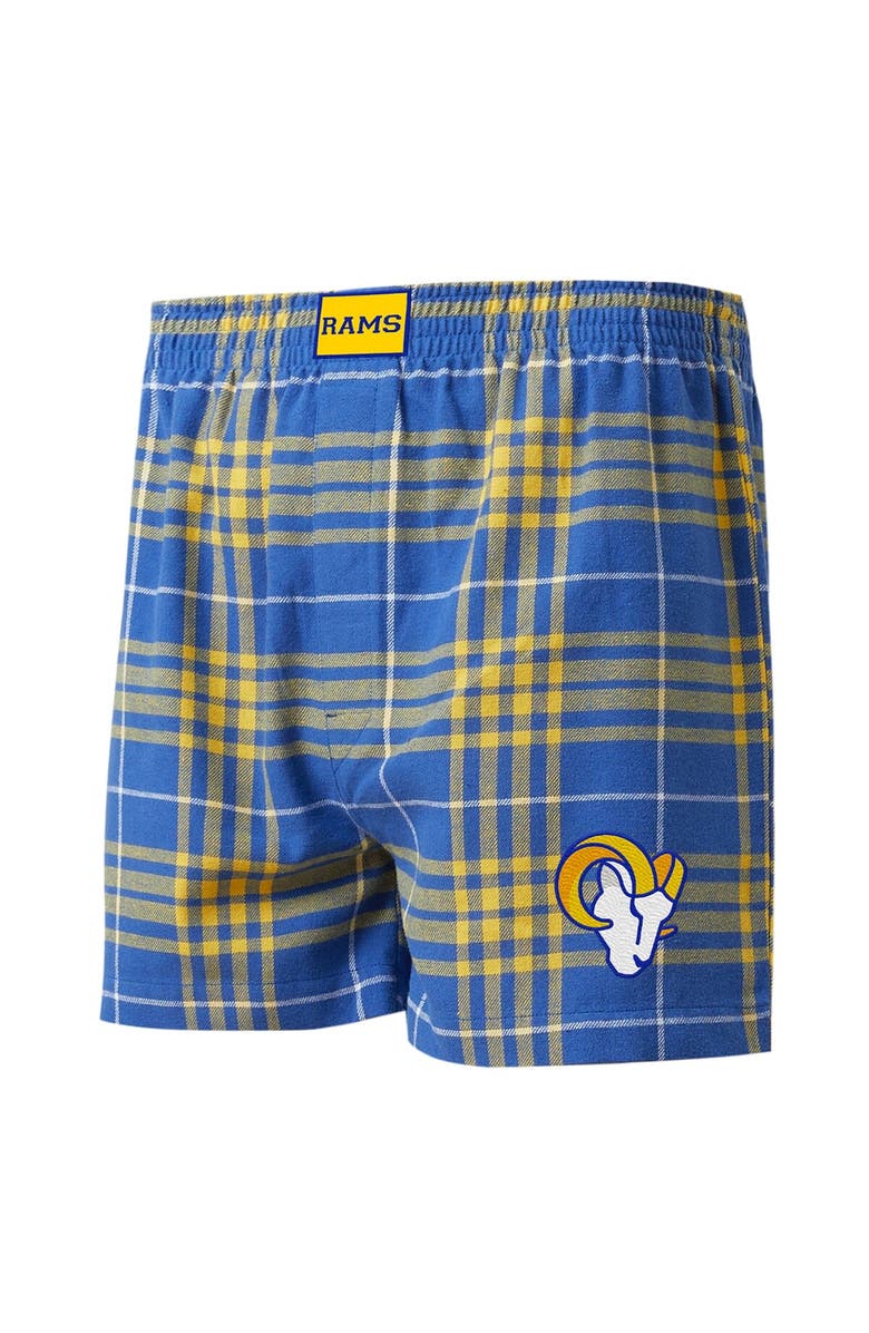 CONCEPTS SPORT Men's Concepts Sport Royal/Gold Los Angeles Rams Concord Flannel Boxers, Alternate, color, 