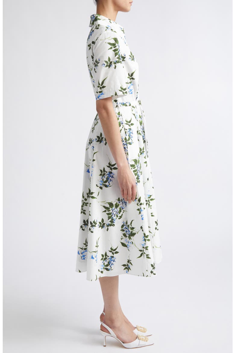 Rubie Floral Cotton Midi Shirtdress, Alternate, color, WHITE-LILAC LILLIES/ CHERRY
