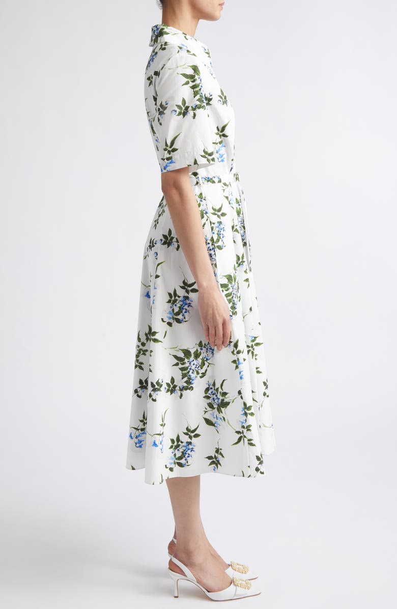 Emilia Wickstead Rubie Floral Cotton Midi Shirtdress, Alternate, color, White-Lilac Lillies/ Cherry