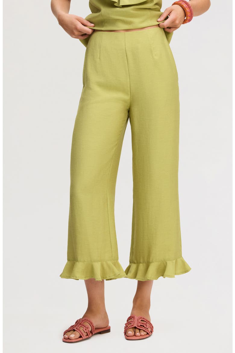 Ruffle Hem Ankle Pants, Main, color, COASTAL PALM
