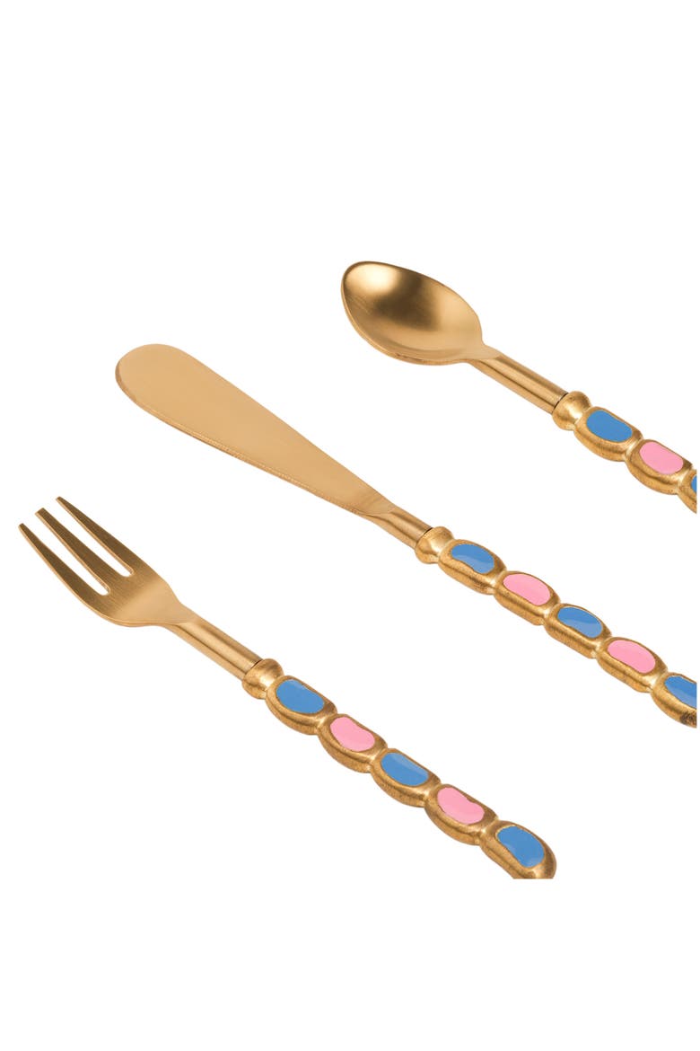 Rampur Stainless Steel Dessert Flatware Set of 3, Alternate, color, Gold