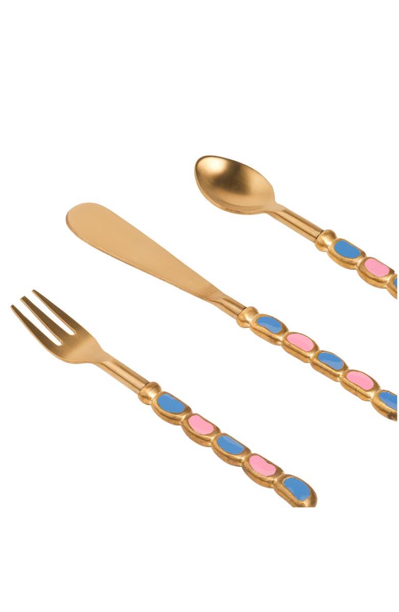 Zsa Zsa Zsu Rampur Stainless Steel Dessert Flatware Set of 3, Alternate, color, Gold