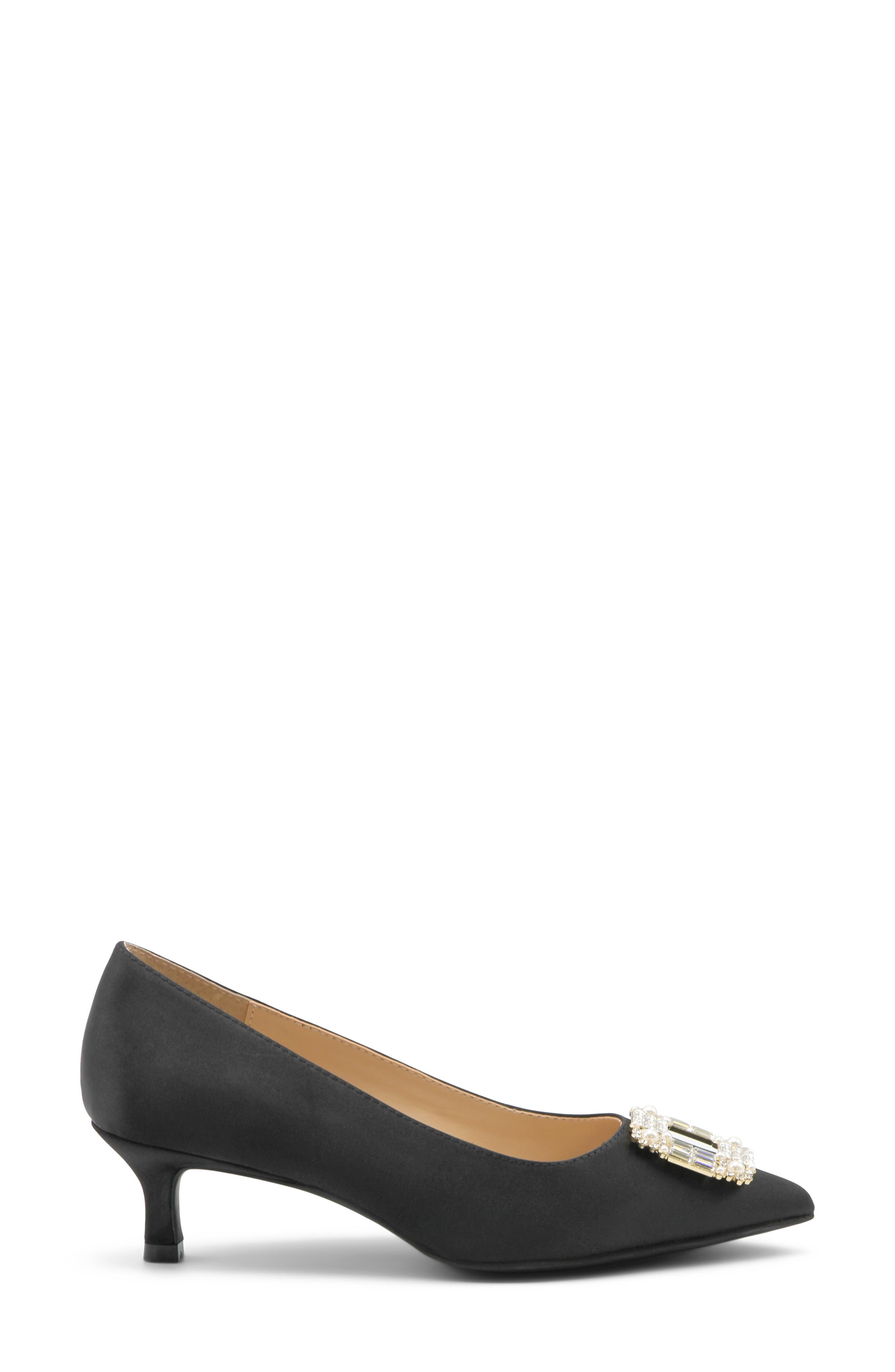 Adrienne Vittadini Sancere Kitten Heel, Alternate, color, Black Satin