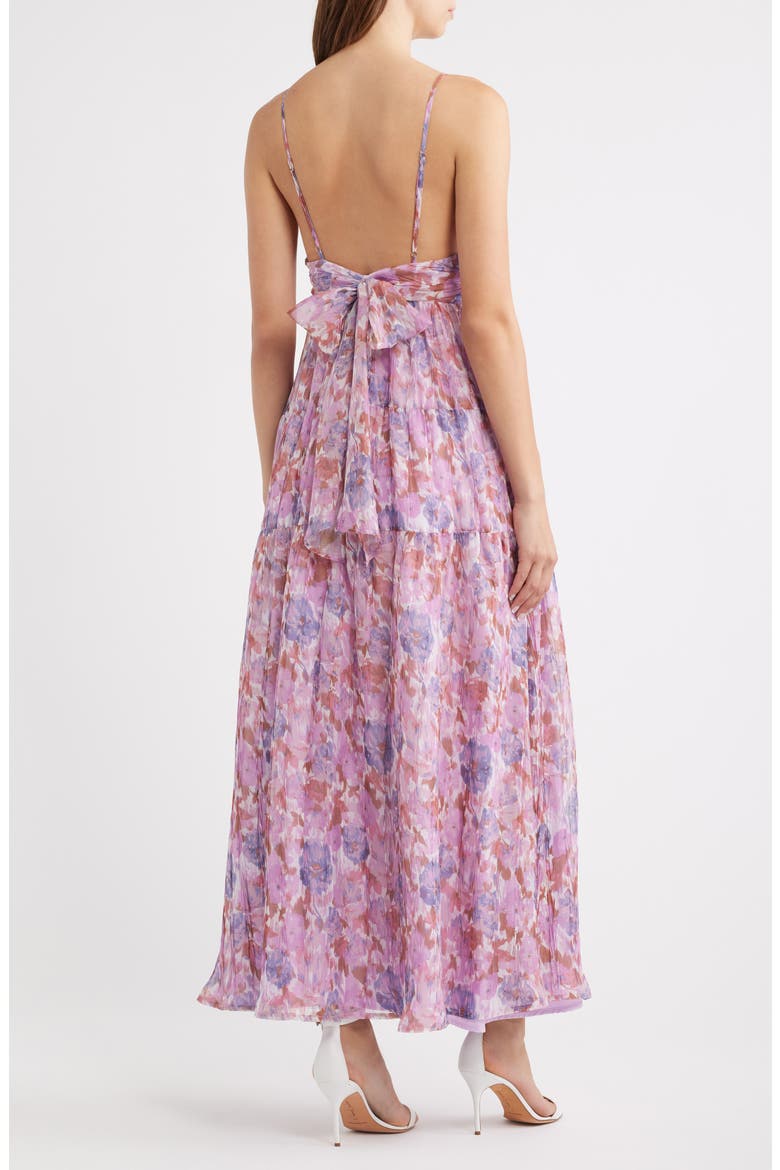 Shannon Tie Back Maxi Cocktail Dress, Alternate, color, VIOLET MULTI