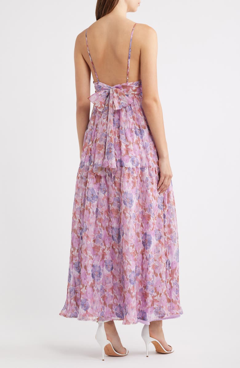 Lulus Shannon Tie Back Maxi Cocktail Dress, Alternate, color, Violet Multi