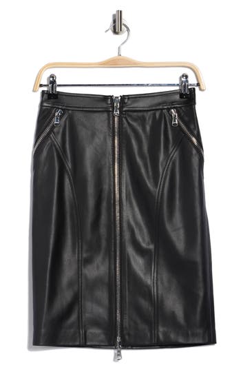 L'agence Ambrose Zip Faux Leather Pencil Skirt In Black