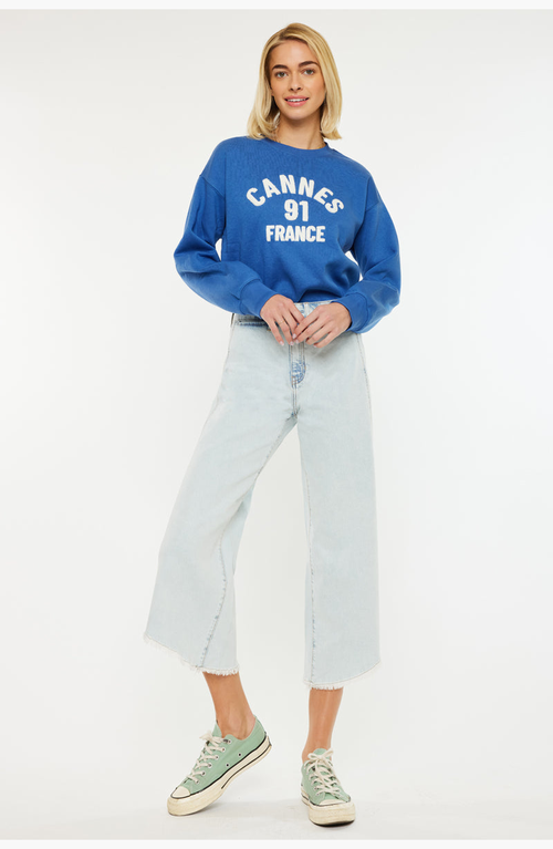 Kancan Arnie High Rise Crop Gaucho Pants In Light Wash
