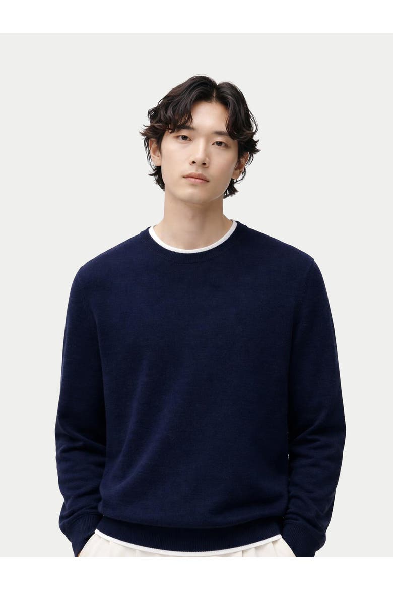 Essential Crewneck Cashmere Sweater, Alternate, color, total eclipse