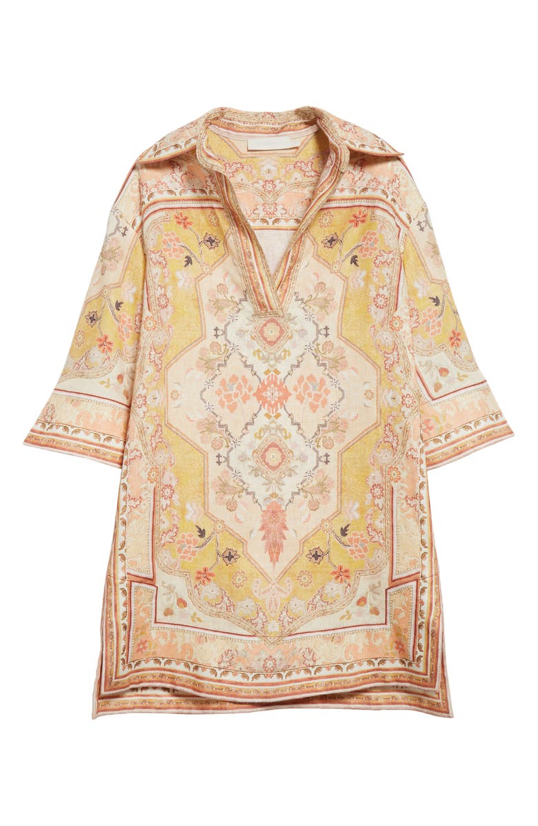 Zimmermann Wylie Print Linen Tunic Dress, Alternate, color, 