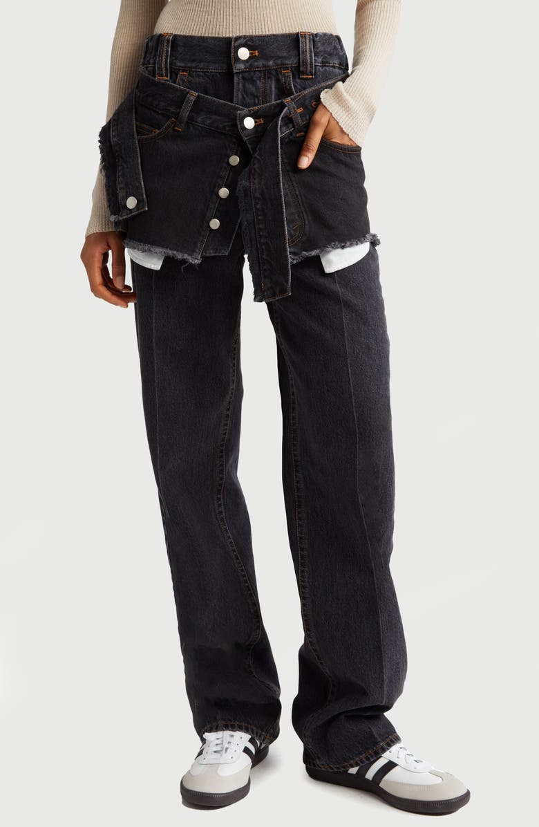 Meryll Rogge Straight Leg Jeans with Removable Deconstructed Overlay, Main, color, 