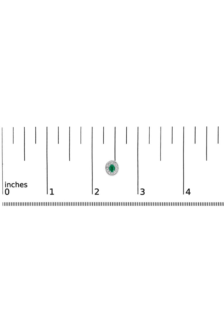14K White Gold Oval Green Emerald and 1/10 Ct Diamond Halo Stud Earrings, Alternate, color, White