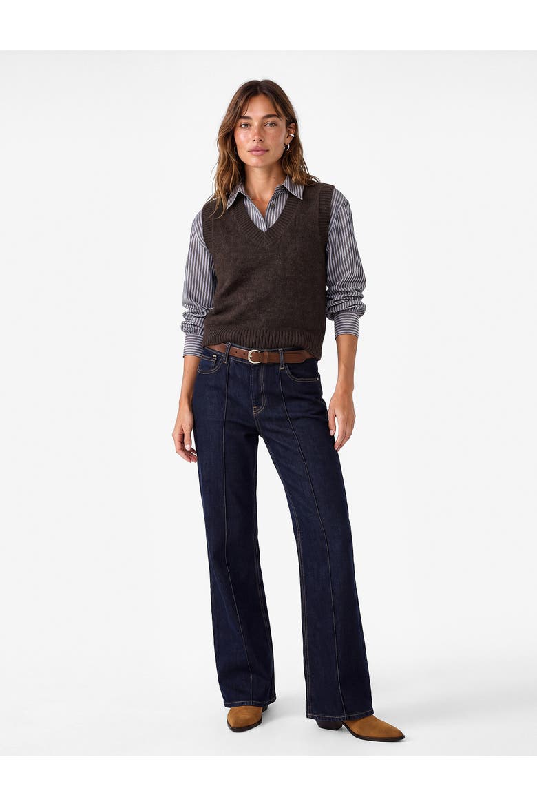 Wool Blend V Neck Sleeveless Knit Sweater Vest, Main, color, BROWN