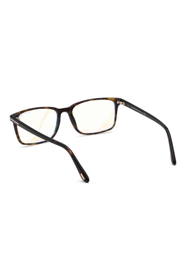 54mm Rectangular Blue Light Blocking Glasses, Alternate, color, HAVANA ROSE GOLD / T LOGO